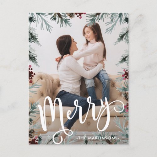 Rustic Christmas Frame Photo Holiday Postcard