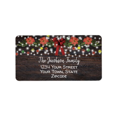 Rustic Christmas Garland  Lights Return Address Label