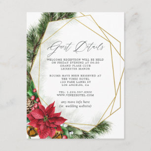 Rustic Christmas Geometric Wedding Guest Details Enclosure Card