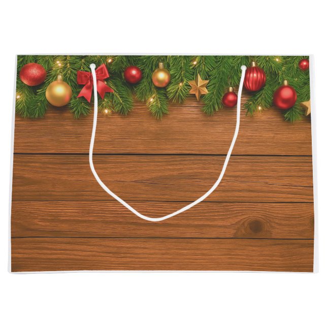 Rustic Christmas Gift Bag – Customizable Holiday (Front)