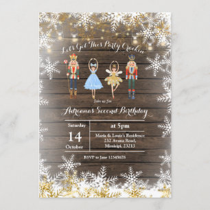 Rustic Christmas Glitter Birthday Invite