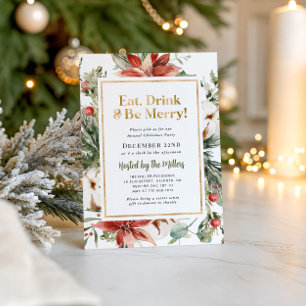 Rustic Christmas Gold Christmas Party Invitation