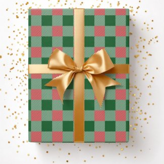 Rustic Christmas Green Plaid Pattern 