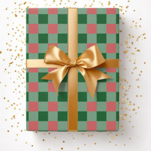 Rustic Christmas Green Plaid Pattern  Wrapping Paper