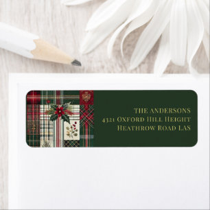 Rustic Christmas Green Plaid Tartan Pattern  Label
