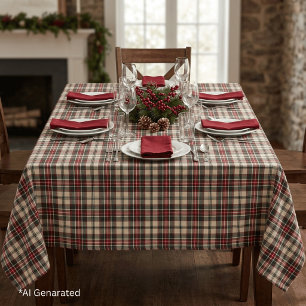 Rustic Christmas Green Red Tartan Plaid Tablecloth