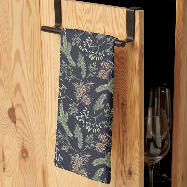 Rustic Christmas Greenery Botanical Pattern  Kitchen Towel (Creator Uploaded)