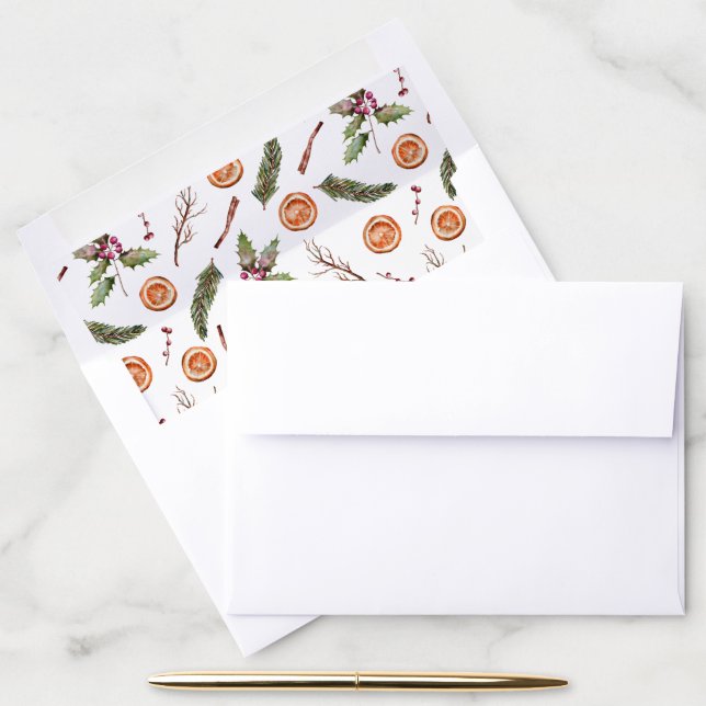 Rustic Christmas Greenery Envelope Liner (Desk)