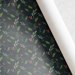 Rustic Christmas Greenery Wrapping Paper