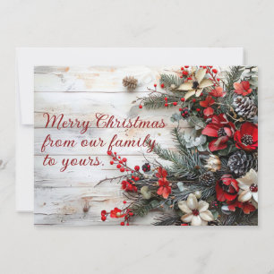 Rustic Christmas Greeting Card with Flowers