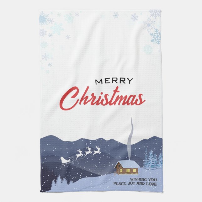 Rustic Christmas | Happy new year | Santa gift Kitchen Towel (Vertical)