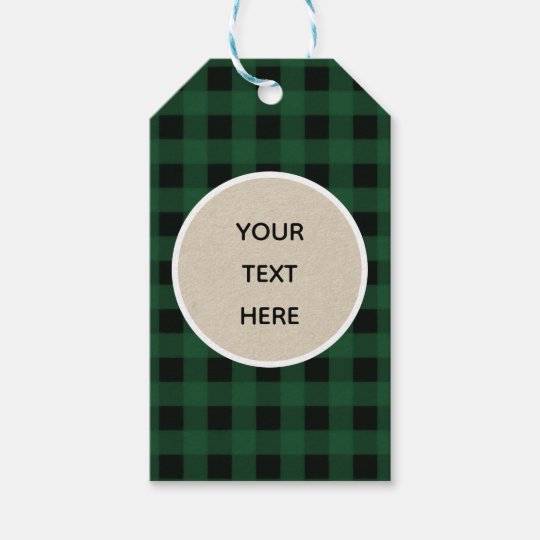 Rustic Christmas Holiday Green Buffalo Plaid Kraft Gift Tags | Zazzle.com
