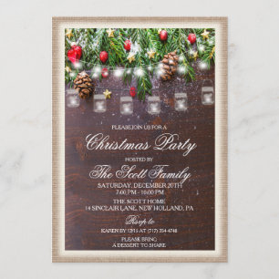 Rustic Christmas Holiday Invitation