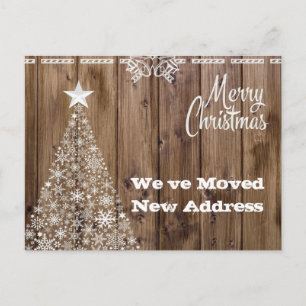 Rustic Christmas Holiday Moving Announcement Postcard