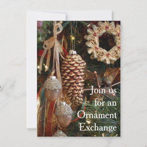Rustic Christmas Holiday Ornament Exchange Party Invitation
