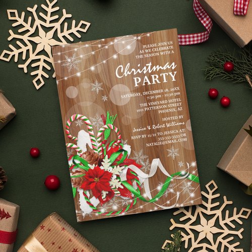 Rustic Christmas Holiday Party Invitation