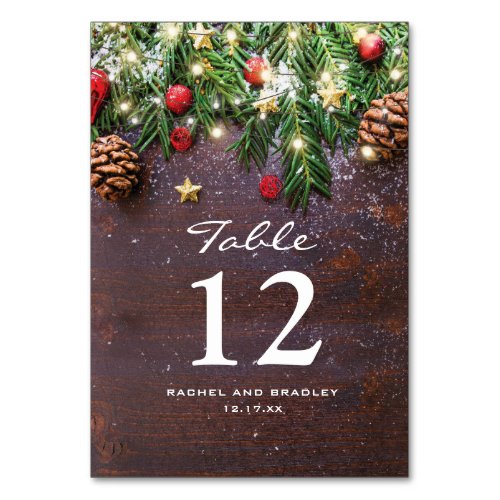 Rustic Christmas Holiday Party Table Number