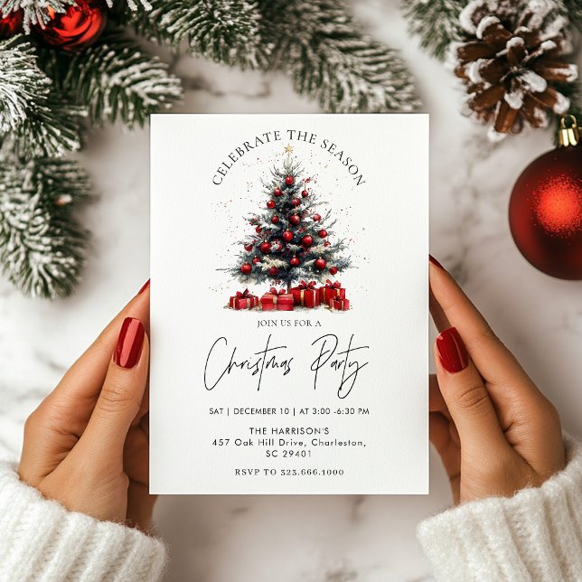 Rustic Christmas Holiday Tree Invitation,Festive  Invitation (Creator Uploaded)