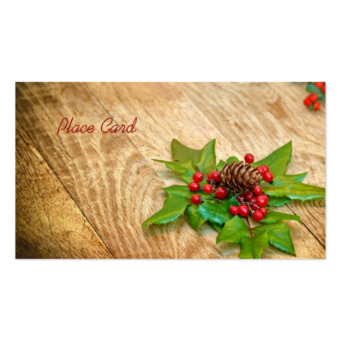 Rustic Christmas Holly Wedding Place Cards Business Card
