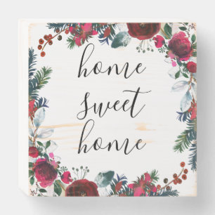 Rustic Christmas Home Sweet Home Wooden Box Sign