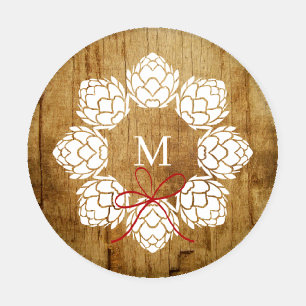 Rustic Christmas Hops Beer Wreath Coaster Set
