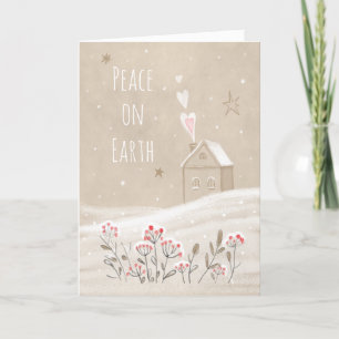 Rustic Christmas House in Snow Holiday Card