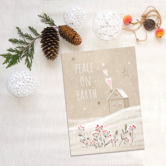 Rustic Christmas House in Snow Holiday Postcard (Creator Uploaded)