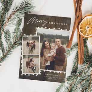 Rustic Christmas Lights 3 Photo Collage Holiday