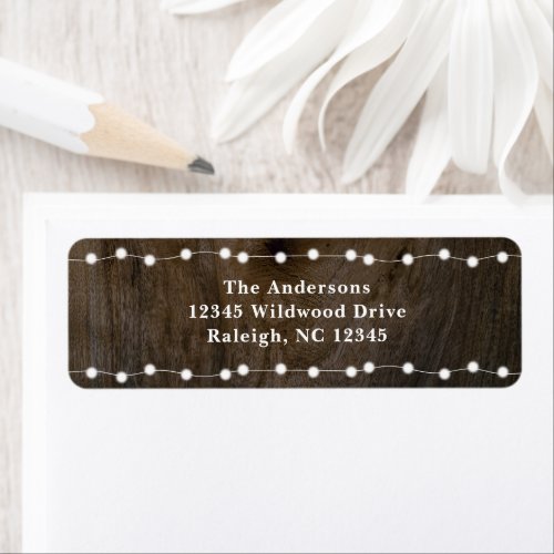 Rustic Christmas Lights Holiday Card Address Label