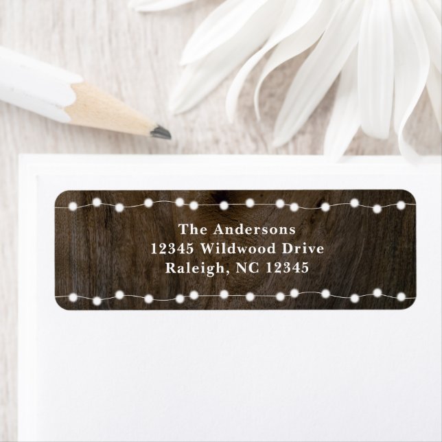 Rustic Christmas Lights Holiday Card Address Label (Insitu)