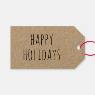 Rustic Christmas Minimalist Kraft Happy Holidays Gift Tags