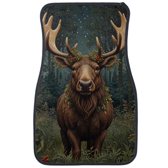 Rustic Christmas moose deer boho woodland forest  Car Floor Mat (Front)