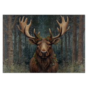 Rustic Christmas moose deer boho woodland forest Cutting Board