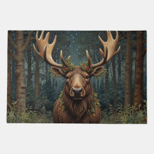 Rustic Christmas moose deer boho woodland forest Doormat