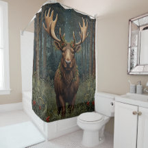 Rustic Christmas moose deer boho woodland forest 