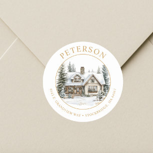 Rustic Christmas New Home Return Address Labels