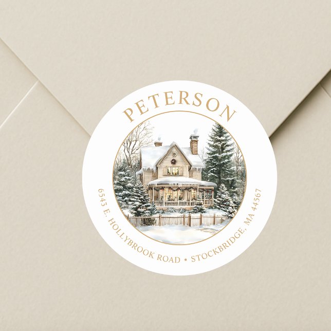 Rustic Christmas New Home Return Address Labels (Creator Uploaded)