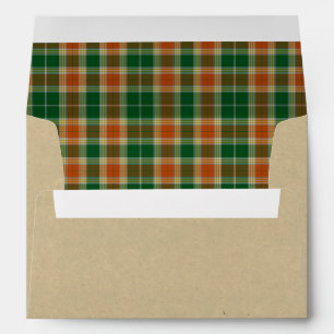 Rustic Christmas Orange Green Tartan Envelope
