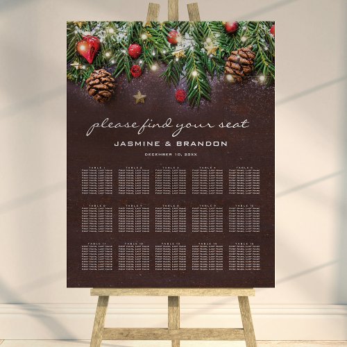 Rustic Christmas Party 15 Table Seating Chart Foam Board