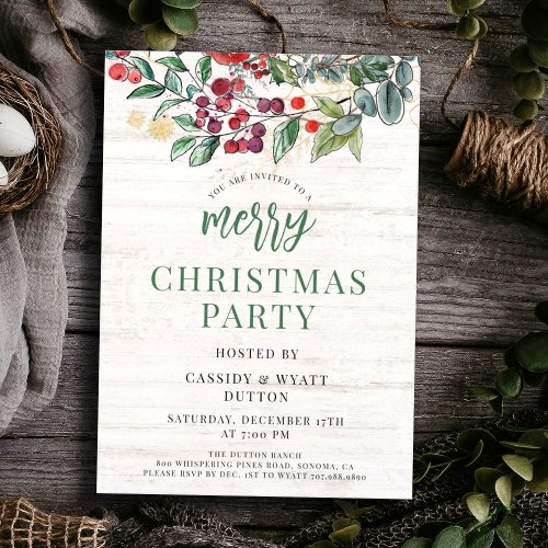 Rustic Christmas Party Invitation