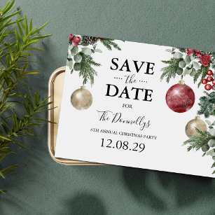 Rustic Christmas Party Save the Date Announcement Postcard