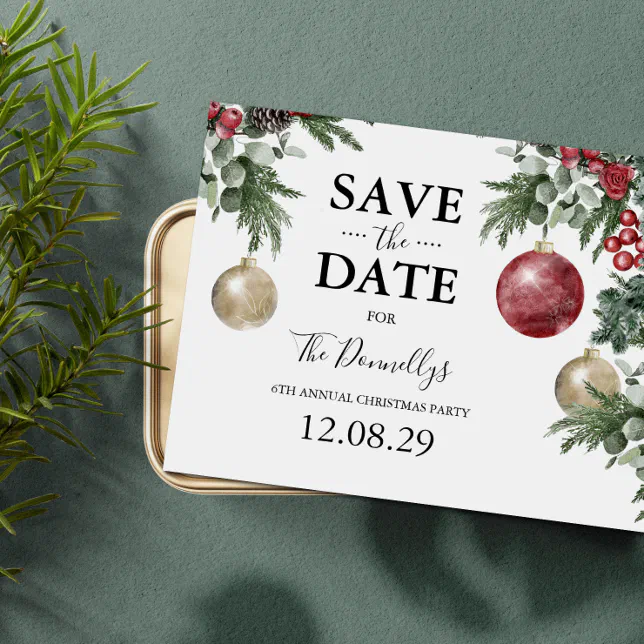 Rustic Christmas Party Save the Date Announcement Postcard | Zazzle