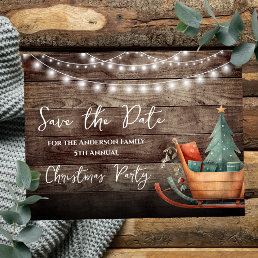 Rustic Christmas Party Save the Date Postcard