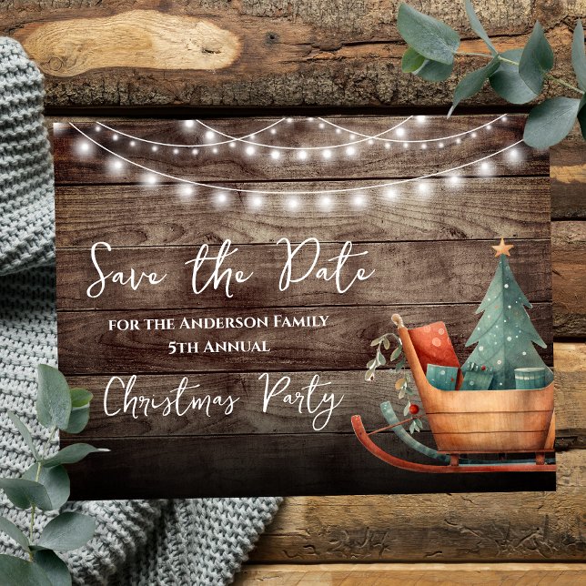 Rustic Christmas Party Save the Date Postcard (Creator Uploaded)