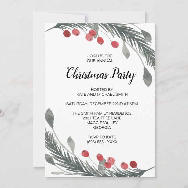 Rustic Christmas Party Winter Invitations (Front)