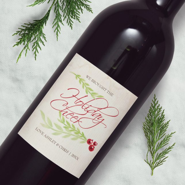 Rustic Christmas Personalized Boho Chic Wine Label (Creator Uploaded)