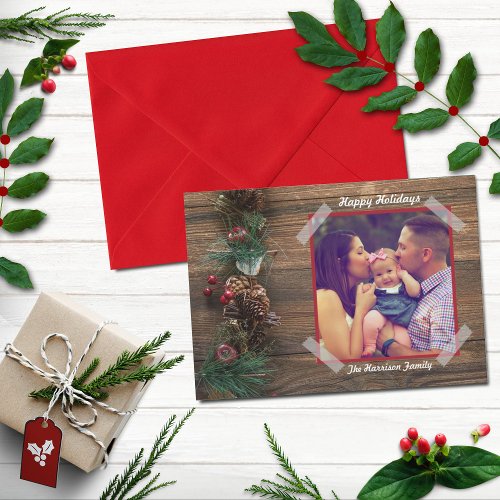 Rustic Christmas Photo Holiday Card