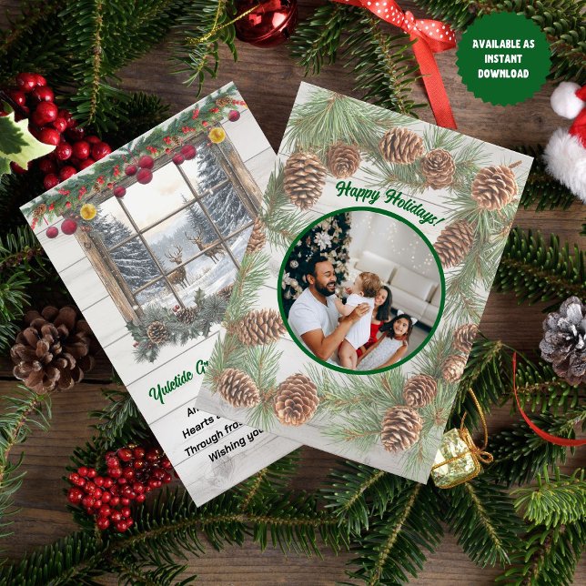 Rustic Christmas Photo Yuletide Greeting Holiday Card (Creator Uploaded)