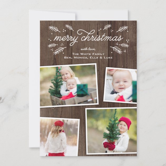 Rustic Christmas Pine Collage Photo Card