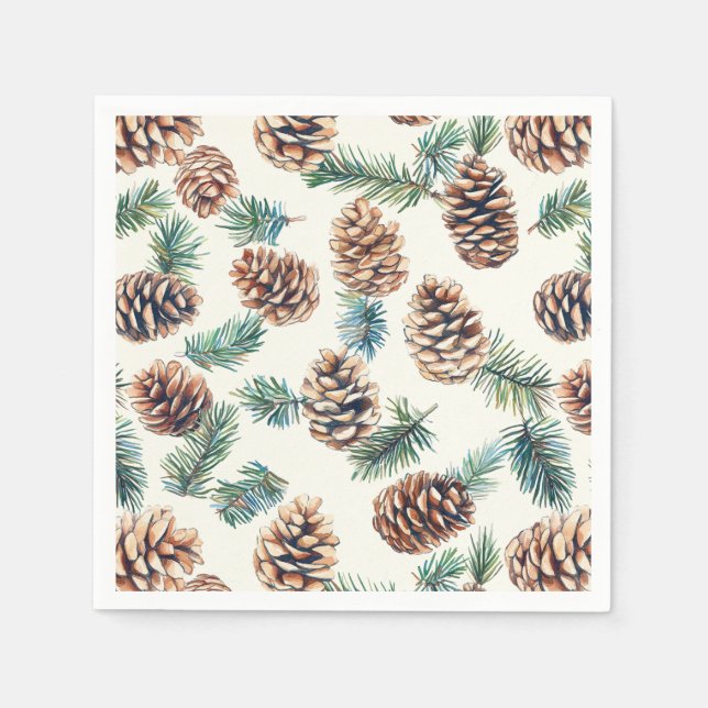 Rustic Christmas pine cones  Napkins (Front)
